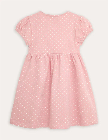 Coral Pink Giraffe Appliqué Button Front Dress